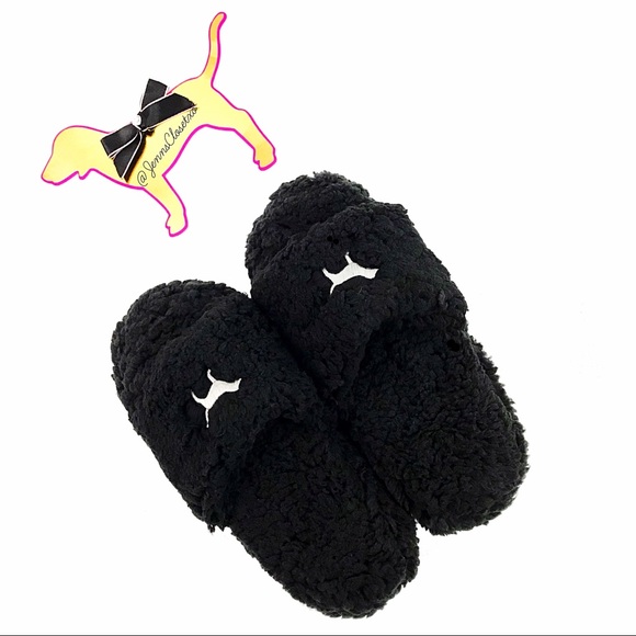 •Victoria’s Secret PINK• Sherpa Slippers - Picture 2 of 3